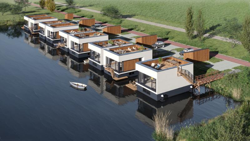 5 waterwoningen aan de Blauwe Diamant